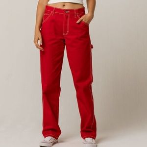 Bright red dickies jeans